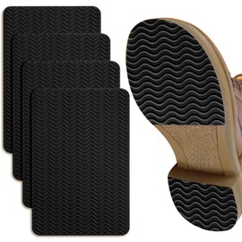 Sole Anti-Slip Repair Stickers, 4 Pack of 4, 3.9 x 5.9 inches (10 x 15 cm), Sole Protector, Sole and Heel Anti-Slip Grip Pad, Corrugated Design, Heel Protection Pad, Heel Noise, Abrasion Resistant