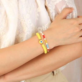 KELITCH Pearl Stretch Bracelet for Women Wrap Friendship Bangle Cuff Boho Charm Link Bracelet