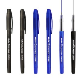 Helix Oxford Curve Ballpoint Pen - 1.0mm Needle Point Nib - Black and Blue Ink - Pack of 6