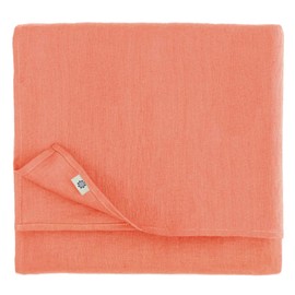 Linen & Cotton Tablecloth Table Linen Cloth Cover Hygge - 100% Linen, Coral Roses (100 x 140 cm) Rectangular Washable Table Cloth for Home Kitchen Dining Table Decoration Restaurant Hotel Summer Party