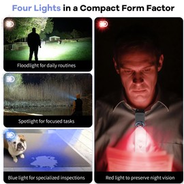 irillaNove EDC Flashlight Clip-on Light, 600 High Lumens Rechargeable Four Sources Compact Pocket Clip Light, Magnetic Lights with Type-C Charging for Signaling, Cycling, Outdoor or Indoor Use