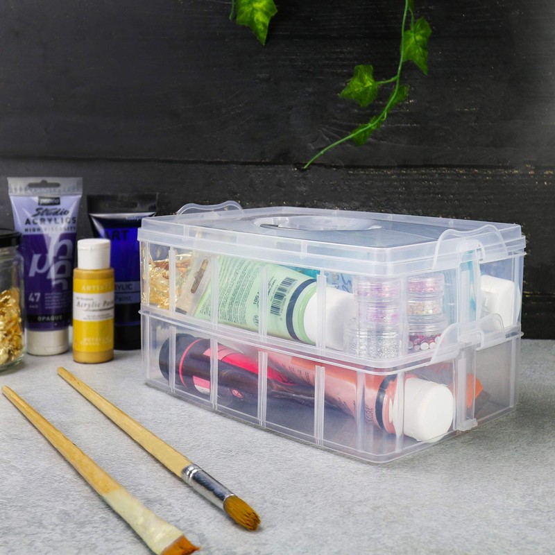 Pukkr 3 Tier Stackable Craft Storage Box – 30 Adjustable