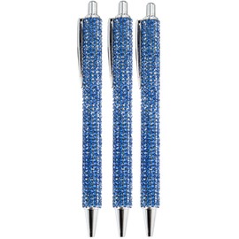 LA HUATE 3pcs Bling Crystal Diamond Pens Metal Ballpoint Pens 0.7MM Black Ink Refill Click Pens Business Wedding School Office Supplies