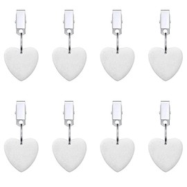 WANGCL 8PCS Tablecloth Weights Tablecloth Pendant With Stainless Steel Clip For Outdoor Family Dinner Garden Party Wedding Camping Picnic-Heart Shape White