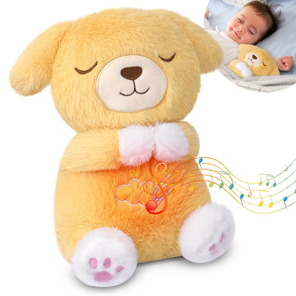 Yamepuia Dog Breathing Cuddly Toy, 25 cm Dog Snooze Cuddly