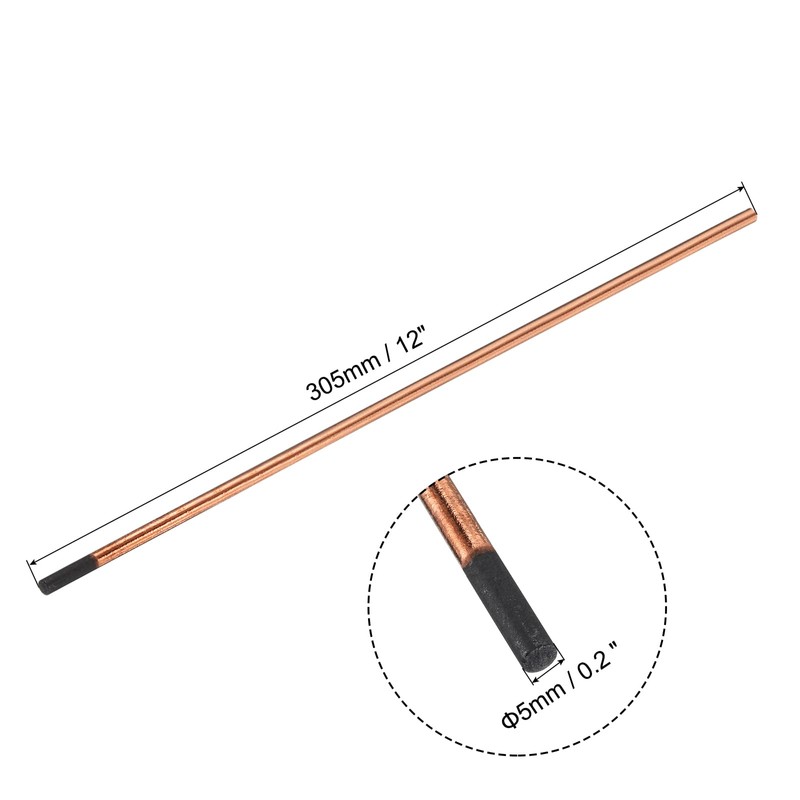 PATIKIL 10pcs 5mmx305mm(3/16"x12") Carbon Arc Air Gouging Rods Copper Graphite