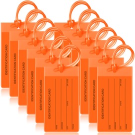 12 Pcs Luggage Tags for Suitcases Cruise Luggage Tags Color Flexible PVC Silicone Baggage Suitcase Tags Plastic Backpack Bag Tags for Luggage Cruise Name Travel ID Labels (Orange)