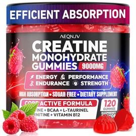 Gomitas de creatina monohidrato complejo 9000 mg, pre-entrenamiento para hombres y mujeres, gomita de creatina con L-taurina, BCAA 21, B126 para...   