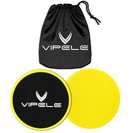 VIPELE Core Sliders. Dual Sided Use on Carpet or Hardwood Floors. Abdominal Exercise Equipment (Yellow)
