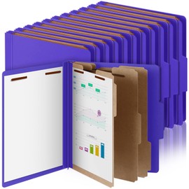 Skyygemm 24 Pcs Classification Folders Bulk with 3 Dividers,3.5 Inch Expansion Pressboard File Folder with 2 Prongs Fastener for Standard Medical File,Letter Size Document Report (Purple)