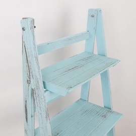 Milltown Merchants Distressed Ladder Shelf - Rustic Leaning Bookshelf for Rustic Home Decor (Turquoise)