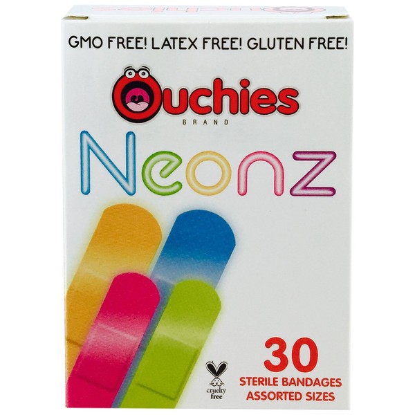Ouchies Neonz Sterile Bandages Assorted Sizes, 30 Count