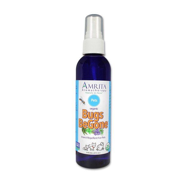 Amrita Aromatherapy - Organic Bugs BeGone Pets, DEET-Free Natural Essential Oil Blend - Size: 120mL (4 fl. oz.)