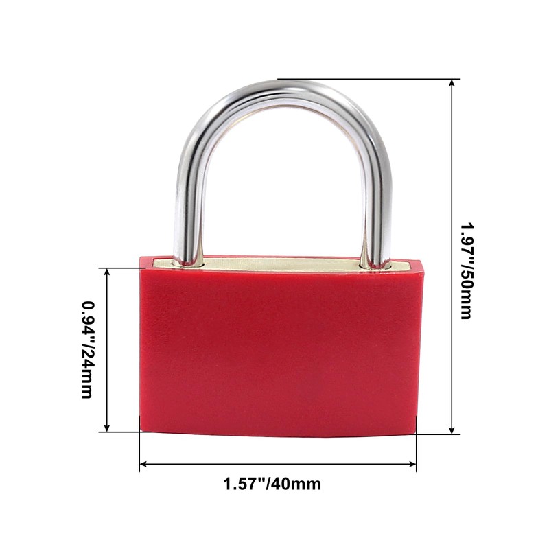2 Pack Keyed Padlock Luggage Locks Red ABS Plastic Covered