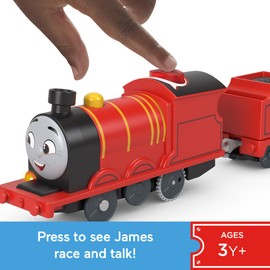 ​Thomas & Friends Motorized Toy Train Talking James Battery-Powered Engine with Sounds & Phrases for Pretend Play Preschool Kids Ages 3+ Years