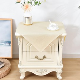 Wolkemer 24x24 Inch Square Tablecloth Heavy Duty Textured Polyester Tablecloths Washable Farmhouse Table Cover for Nightstand, Bedside, End Table (Ivory)