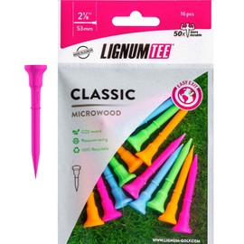 LIGNUM Tee - Classic Golf Tees - Sports Golf Tees - Anti Spin Head, Bio-Based Micro Wood, 50x Durable (Classic Mix - 2.125" (53mm) - 16pcs/Bag, Pack of 1)