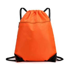 [FUYUERO] Drawstring Bag, Knapsack, String Backpack, Waterproof Gym Drawstring Bag Foldable Cinch Bag Oxford Gym Backpack for Women Men Travel Swimming Fitness Cycling Black, orange
