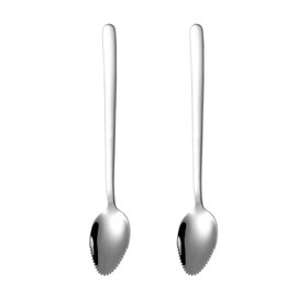 Starvway 2pcs Stainless Steel Grapefruit Spoon Thick Smooth Dessert Spoon with Serrated Cut Fruit Melon Scoop Gadget
