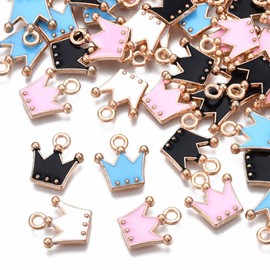 Ipotkitt 100 Pcs 4 Colors Mini Crown Charms Enamel Crown Charms King Queen Princess Crown Charms for DIY Earrings Necklaces Bracelets Jewelry Making