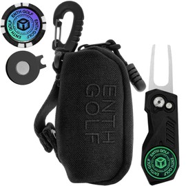 ENTH Golf Ball Case [2 Pack] 1000D Heavy Duty Green Fork Golf Marker Hat Clip Set of 4 Competition Favors Present Gift, black, CASUAL