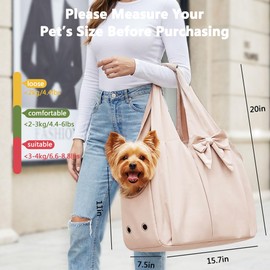 Fashion Dog Purse Carrier for Small Dogs, Soft-Sided Dog Bag Carrier with 4 Large Pockets, No Collapse, Lightweight, Smart Zipper Lock, Comfortable Puppy Cats Rabbit Carrier for Travel, Outdoor(Pink)