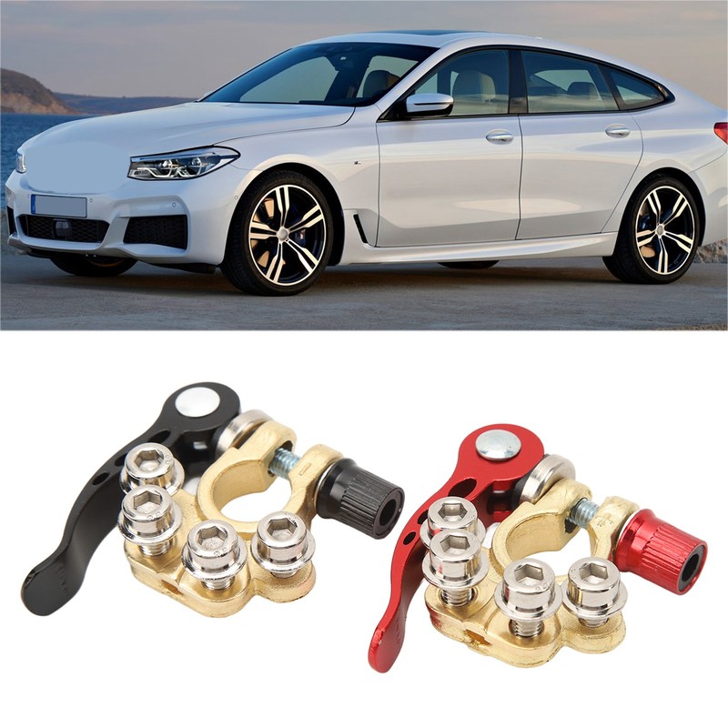 2PCS Car Battery Terminal 4 Way Positive Negative Copper Quick