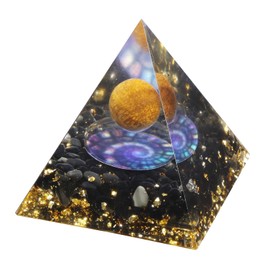 Nupuyai Healing Stone Crystal Pyramid, Gemstone Pyramid Decoration with Tiger's Eye and Obsidian Stone for Yoga Meditation, Room, Living Room, Feng Shui Decor