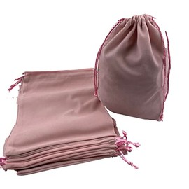 Heyiwell 10pc Velvet Gift Pouches with Drawstrings for Jewelry Wedding Party Christmas Favor Gift Candy Jewelry Storage 6" X 8"Inch-Pink