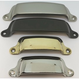 Furniture Knowledge Forged Brass Bin Pull Polished knob handle mid century modern nickel oil bronze  - Polished Brass, Large 4" Center to Center