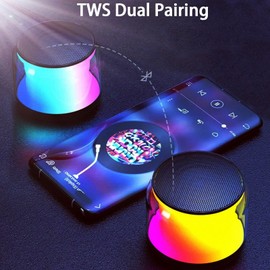 Mokeum Portable Bluetooth Speaker, Mini Wireless Speakers Bluetooth 5.0 Outdoor Speaker with RGB LED Light, TWS Dual Pairing, TF Card Play Support, Party, Camping, Travel (Multicolor)