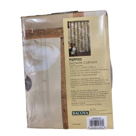 Bacova Retrieiver Puppy Dog Fabric Shower Curtain Playful Pups Polyester Brown New