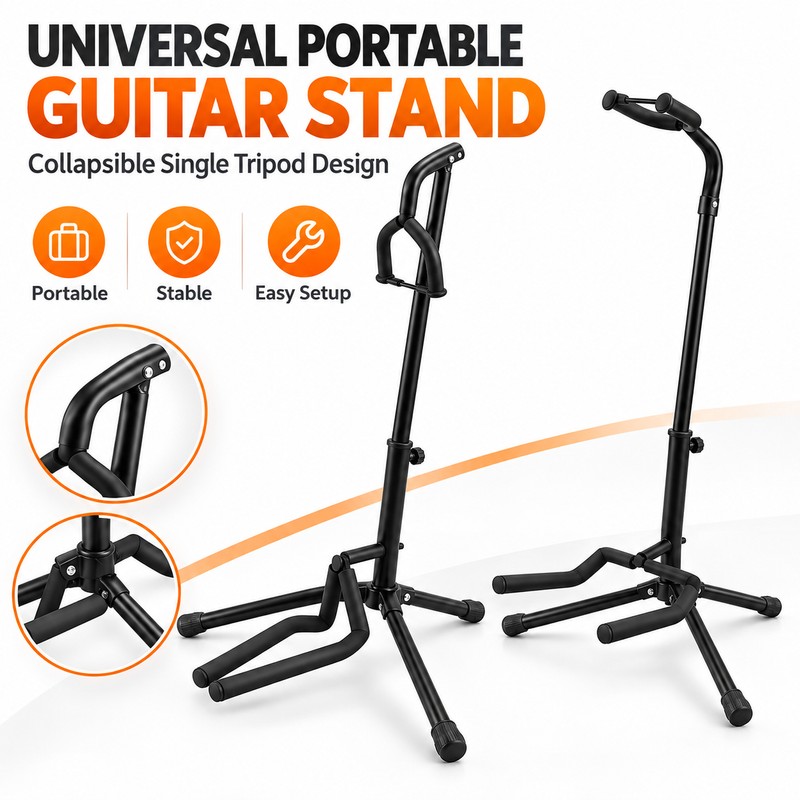 Portable Guitar Stand for Guitar Storage – Collapsible Tripod with