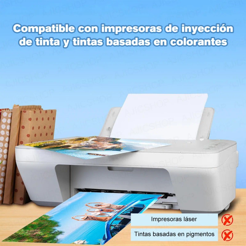 300 Hojas De Papel Fotográfico Glossy A4 200gr Color Blanco