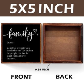 Wooden Family Decor Box Sign for Home & Bathroom - Farmhouse, Library, Table & Wall Decor