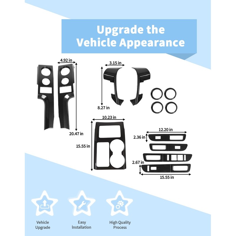 Carbon Fiber Interior Trim Kits Compatible with Ford F150 Raptor
