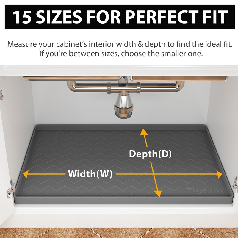 TigeJoy 19" x 19" Under Sink Mats for Kitchen Waterproof,