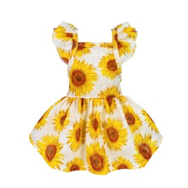 Fitwarm Dog Sunflower Dress, Dog Clothes for Small Dogs Girl, Pet Cat Apparel, White, Yellow, Red, Large