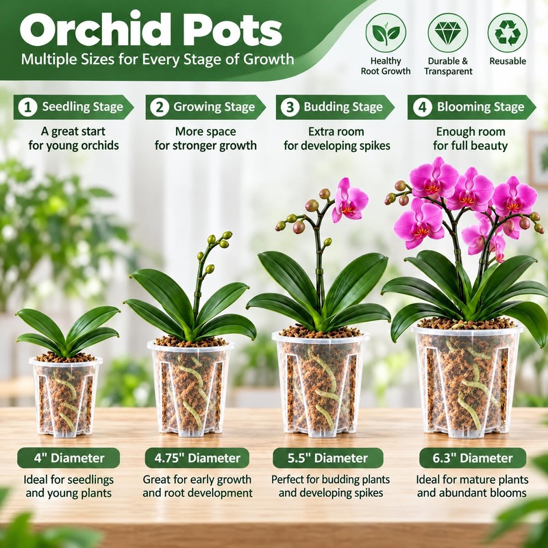 Clear Orchid Pots, 4 inch, 10-Pack
