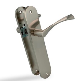 Amig - Door Handles with Steel Plate | Model ISHI PB, 240 x 45 mm | 8 mm Square, Elegant and Simple Design, No Key | Brushed Aluminium Nickel