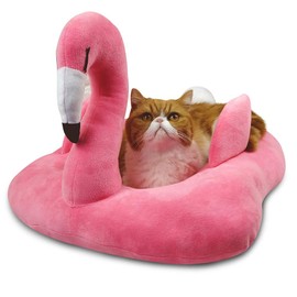 Petgrow Flamingo Shaped Cute Cat Bed Sofa, Warm Pet Bed Cuddle, Lovely Pet Mat for Cats Kittens Rabbits Small Dogs