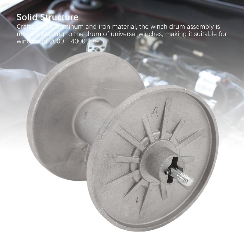 Winch Replacement Drum Assembly with Reinforced Gear Mount Metal Smooth