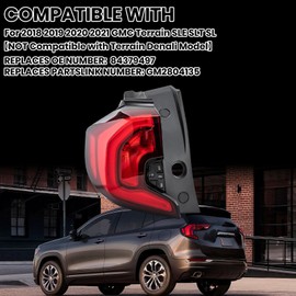 Clidr LED Tail Light Compatible with 2018-2021 GMC Terrain SLE SLT SL Outer Rear Brake Lamp Assembly Replaces for 84379497 Driver Side 【NOT Compatible with Terrain Denali Model】