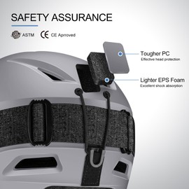 Odoland Ski Helmet with VLT 18% Ski Goggles for Skiing and Snowboard, Light Weight and Adjustable Ventilation Snow Helmet with Warm Fluffy Earpads for Men Women Adult and Youth Grey S