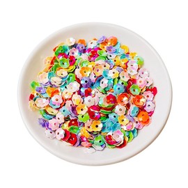 Flower Loose Sequins Paillettes Bead, Plastic Plum Blossom Disk for Scrapbooking, Sewing Dresses, Stage Decorations - Red