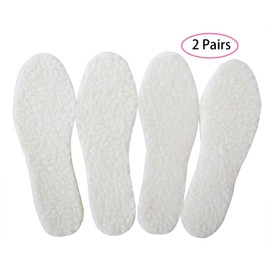 Winter Warm Insoles for Women Sheepskin Insoles Shearling Insoles Wool Soles for Women Fluffy Fleece Inserts for Boot Moccasins and Slippers Soles, 2 Pairs/ Womens 5.5-12 M US