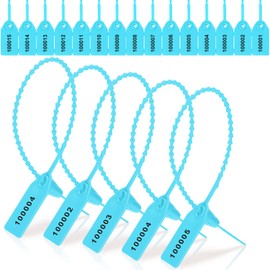 1000 Pcs Plastic Tamper Seals Fire Extinguisher Tags Security Tags Seals Safety Numbered Zip Ties Labels Safety Disposable Self Locking Signage 250 mm Length (Light Blue)