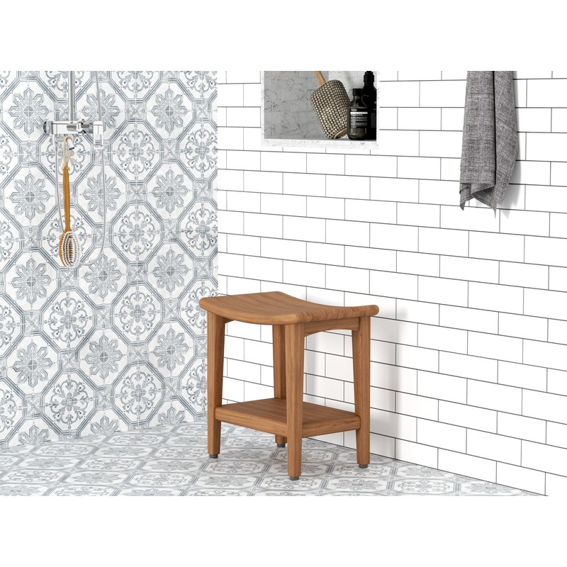 18" Sumba-Bjon Solid Top Teak Shower Bench