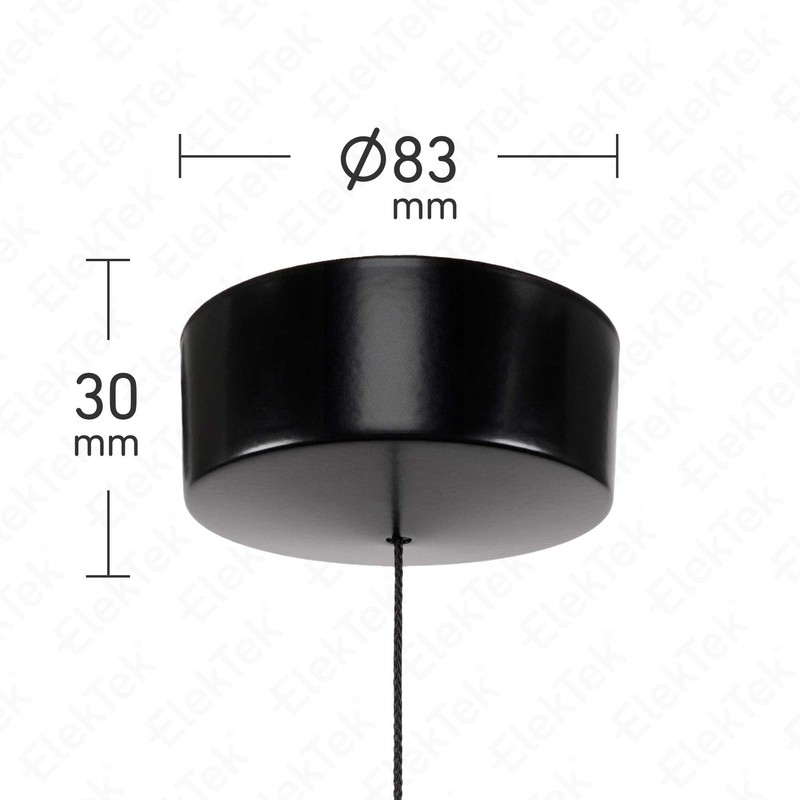 ElekTek Premium Black Bathroom Light Pull Cord Switch Kit -