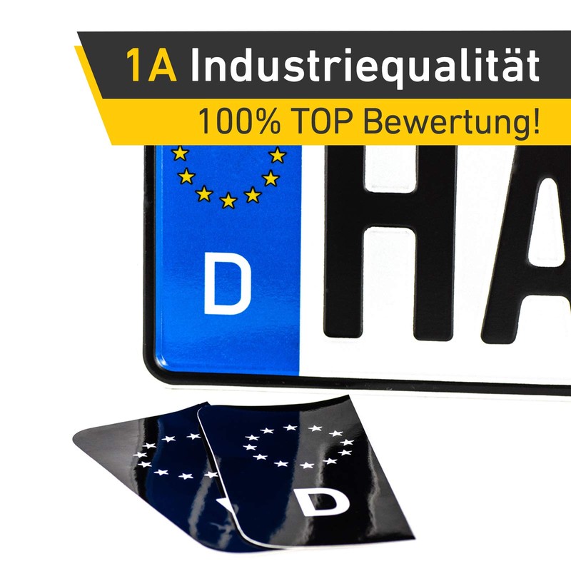 2 x Number Plate Sticker EU Field Black incl. 1